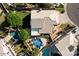 Overhead view of property and backyard with pool, patio and landscaping at 1216 E Rocky Slope Dr, Phoenix, AZ 85048