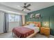 Tranquil bedroom featuring a comfortable bed, side tables, ample natural light and stylish ceiling fan at 2818 E Clarendon Ave, Phoenix, AZ 85016