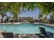 Community pool view surrounded by trees and lounge chairs at 2818 E Clarendon Ave, Phoenix, AZ 85016