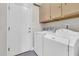 Functional laundry area with modern appliances and convenient storage cabinets at 7532 E Sierra Morena Cir, Mesa, AZ 85207