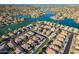 Drone eye view of housing development around interconnected lakes at 16425 S 34Th St, Phoenix, AZ 85048