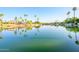 Serene view of a waterfront property with tropical landscaping and homes reflected on the water at 2552 S Playa --, Mesa, AZ 85202