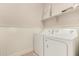 The laundry room features beadboard, an open shelf, and a white washer and dryer set at 2727 N Price Rd # 32, Chandler, AZ 85224