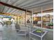 Covered patio with comfortable seating, glass walls offer a view to the interior and the backyard's landscape at 421 N Evergreen St, Chandler, AZ 85225