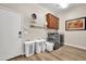 Laundry room with ample storage cabinets, modern washer and dryer, and convenient access to the backyard at 5542 W Big Oak St, Phoenix, AZ 85083
