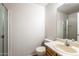 Cozy bathroom with sink, toilet and mirror plus shower with glass doors at 8111 W Wacker Rd # 94, Peoria, AZ 85381