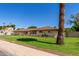 Brick home's yard with mature palm tree, providing shade and tropical feel at 1004 E Gemini Dr, Tempe, AZ 85283