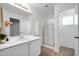 Clean bathroom featuring a vanity, tile floor and a glass-enclosed shower at 1420 E Sonrisas St, Phoenix, AZ 85040