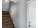 Carpeted staircase leading upstairs beside a white door and a smooth gray wall at 2941 E Darrow St, Phoenix, AZ 85042