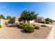 A well-maintained front yard with desert landscaping features mature trees and gravel cover at 35919 N Loemann Dr, San Tan Valley, AZ 85143