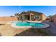 Backyard featuring a private in-ground pool with clear blue water and concrete walk way at 40010 W Ganly Way, Maricopa, AZ 85138