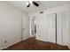 A bedroom with a ceiling fan, carpet, and a closet at 700 E Mesquite Cir # O210, Tempe, AZ 85288