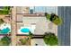 A captivating aerial view of a private backyard oasis with pool at 724 W Missouri Ave, Phoenix, AZ 85013