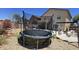 Large backyard trampoline set amidst a desert landscape with flowering shrubs and shade at 10036 W Chipman Rd, Tolleson, AZ 85353