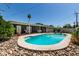 Beautiful backyard pool surrounded by lush landscaping and a covered patio with seating at 1209 W Colter St, Phoenix, AZ 85013