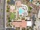 Overhead of community center, featuring pool, clubhouse, and green spaces at 17721 W Cassia Way, Goodyear, AZ 85338