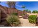 Desert landscaped backyard featuring lush greenery, privacy wall, and gravel at 2556 W Amber Sun Dr, Phoenix, AZ 85085