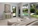 Relaxing main bedroom featuring an outside view of the pool and landscaped yard at 3133 E Silo Dr, Gilbert, AZ 85296