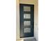 Contemporary front door features a modern design with glass panels, offering a glimpse into the home's interior at 3375 W Verde River Rd, San Tan Valley, AZ 85144