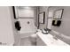 Modern bathroom featuring a shower, tub, and sleek vanity with decorative art at 35068 N Sacramento Wash Rd, San Tan Valley, AZ 85144