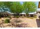 Charming backyard with drought-tolerant landscaping, mature trees, and a paved patio area at 40066 W Jenna Ln, Maricopa, AZ 85138