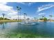 Beautiful community pond featuring a fountain, creating a serene and inviting atmosphere at 506 S 81St Pl, Mesa, AZ 85208