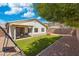 Beautifully landscaped backyard with artificial turf, covered patio, and desert landscaping at 6425 S Kimberlee Way, Chandler, AZ 85249