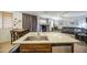 Open concept kitchen features granite countertops and a seamless view into the comfortable and inviting living room at 742 W Agrarian Hills Dr, San Tan Valley, AZ 85143
