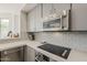 Well-equipped kitchen with stainless steel appliances, gray cabinets, and sleek finishes at 10222 E Southwind Ln # 1018, Scottsdale, AZ 85262
