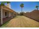 Wide backyard view highlighting the extended covered patio, ample lawn space, and towering palm tree at 10845 W Manzanita Dr, Peoria, AZ 85345