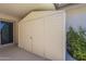 Covered patio with large storage shed and sliding glass door at 17441 N Del Webb Blvd, Sun City, AZ 85373