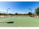 Well-maintained community tennis court with green surface and net, ready for a match at 2176 W Larissa Ln, San Tan Valley, AZ 85144