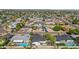 Expansive aerial view showcasing a residential neighborhood with mature trees and a home with a private pool at 2316 N 81St St, Scottsdale, AZ 85257
