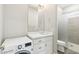 Modern bathroom featuring a sleek vanity, contemporary fixtures, and a glass-enclosed shower at 2630 E Lovebird Ln, Gilbert, AZ 85297