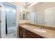 Bathroom featuring a double vanity, granite countertops, and a shower/tub combination at 3173 E Canyon Way, Chandler, AZ 85249