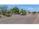 Desert home exterior with mature trees, a circular driveway, and well-maintained landscaping at 12682 N 80Th Pl, Scottsdale, AZ 85260