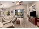 Spacious living room with high ceilings and sliding glass doors to the outdoor patio at 17201 E Hillcrest Dr, Fountain Hills, AZ 85268