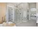 Modern bathroom featuring a frameless glass shower, stylish fixtures, and neutral tones at 2258 N Gentry --, Mesa, AZ 85213