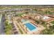 Aerial view showcasing a luxurious pool and water park alongside beautifully landscaped grounds at 3376 E Lafayette Ave, Gilbert, AZ 85298