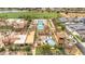Aerial view showcasing a pool, water slide, lounging areas, and beautifully designed community at 3376 E Lafayette Ave, Gilbert, AZ 85298