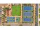 Aerial view showcasing tennis, pickleball and basketball courts, & sports fields within the community at 3376 E Lafayette Ave, Gilbert, AZ 85298