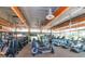 Bright modern community gym featuring vaulted ceilings, fans, an array of exercise equipment, and scenic views at 3766 E Ringtail Way, Phoenix, AZ 85050