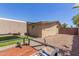 Backyard view with artificial turf, gravel, and partial view of the house and fence at 538 E Estevan Ave, Apache Junction, AZ 85119