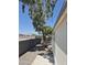Side view of the home featuring rock landscaping, a tall tree, and a concrete patio at 7920 W Glendale Ave # 39, Glendale, AZ 85303