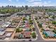 Expansive aerial view of neighborhood featuring a cozy home with a private pool and lush greenery at 1367 E Mitchell Dr, Phoenix, AZ 85014