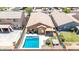 Aerial view showcasing the backyard with a pool, patio, and well-maintained landscaping at 25840 W Whyman St, Buckeye, AZ 85326