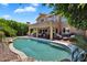 Backyard swimming pool with covered patio and lush landscaping, perfect for outdoor entertaining at 6376 W Louise Dr, Glendale, AZ 85310