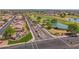 Aerial view of the neighborhood, including a golf course, ponds, and well-maintained landscaping at 11360 E Keats Ave # 20, Mesa, AZ 85209