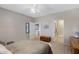 Serene bedroom showing a comfortable bed and access to the ensuite bathroom and closet at 11360 E Keats Ave # 20, Mesa, AZ 85209