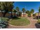 Lush backyard featuring green grass, tall palms, and desert landscaping at 1953 E Presidio Rd, Phoenix, AZ 85022